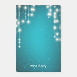 Bloco Post-it Chic String Lights Turquoise Blue Glitter Sparkle
