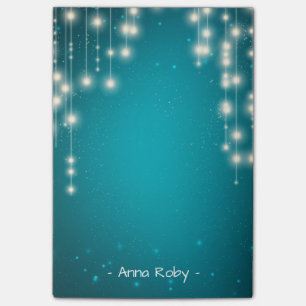 Bloco Post-it Chic String Lights Turquoise Blue Glitter Sparkle
