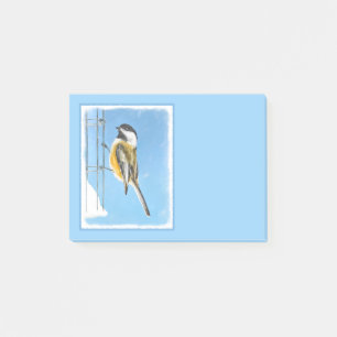 Bloco Post-it Chickadee na pintura do alimentador - arte