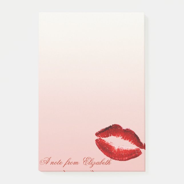 Bloco Post-it Chique Elegante  Feminino com Estilo ,Lábios Verme (Frente)