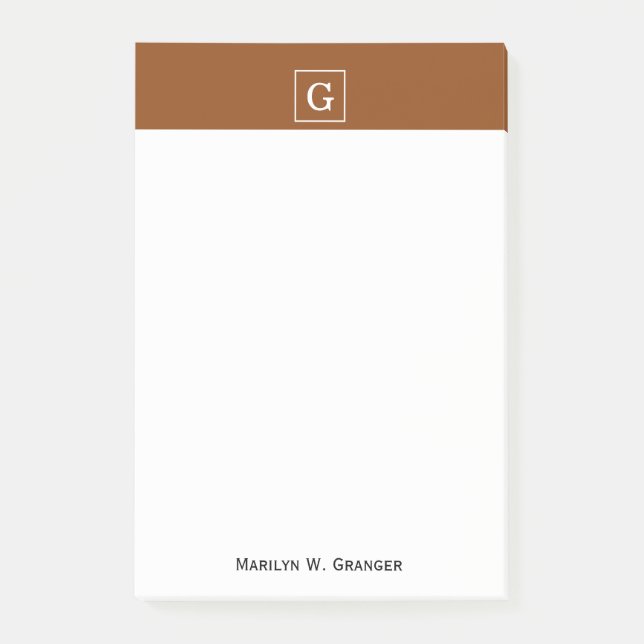 Bloco Post-it Chocolate Castanho Branco com estrutura inicial Mo (Frente)