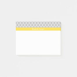 Bloco Post-it Cinza Branco Marroquino #5 Abacaxi Nome Monograma