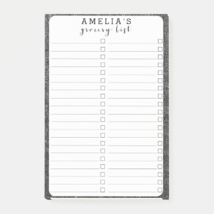 Bloco Post-it Cinza de carvão Pinstripe Tecido Preto
