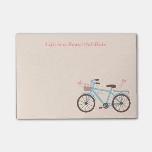 Bloco Post-it Citação de Bicicleta A Vida é uma Viagem Bonita