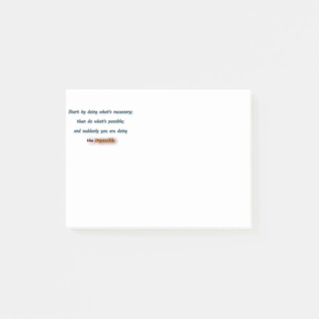 Bloco Post-it Citação Inspiradora - Comece fazendo o que é... (Frente)