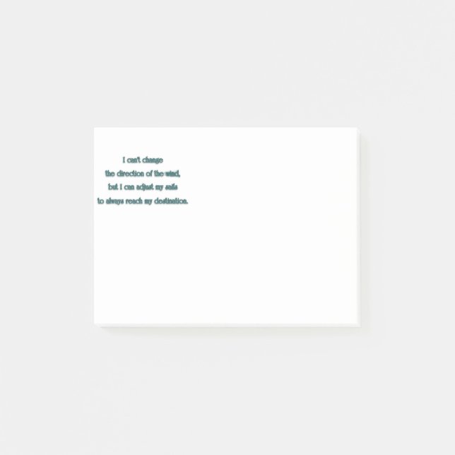 Bloco Post-it Citação Inspiradora - Não posso mudar a direção... (Frente)