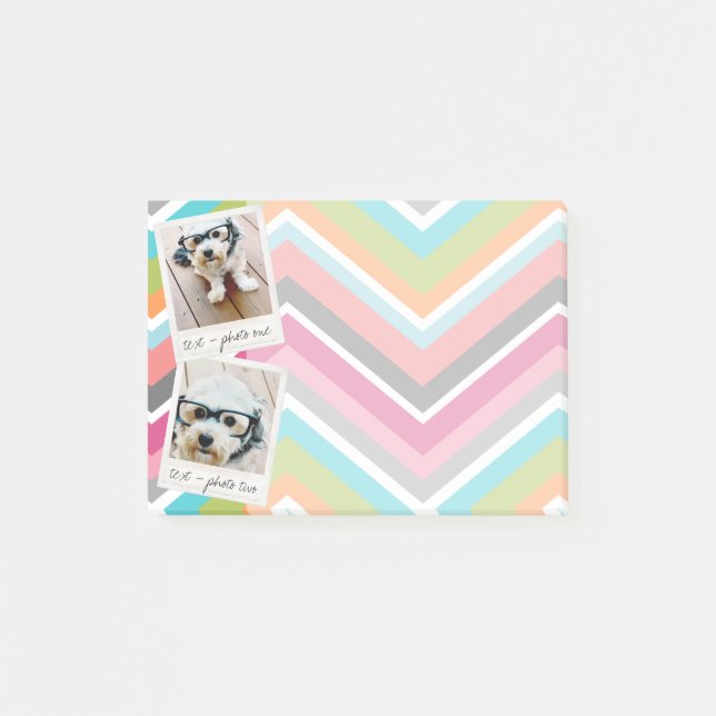Bloco Post-it Colagem de Fotos do Instagram com Chevron Colorido (Frente)