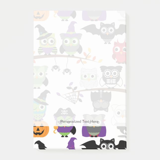 Bloco Post-it Coleção De Corujas De Halloween Spooky (Frente)