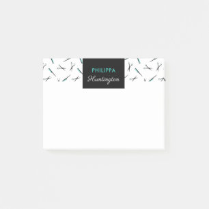 Bloco Post-it Combs & Tesoura - Preto e Turquesa - Adicionar Nom