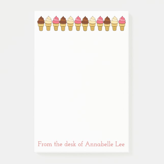 Bloco Post-it Cones do sorvete (Frente)