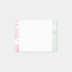 Bloco Post-it Confetes Dourados cor-de-rosa de Ombre da hortelã