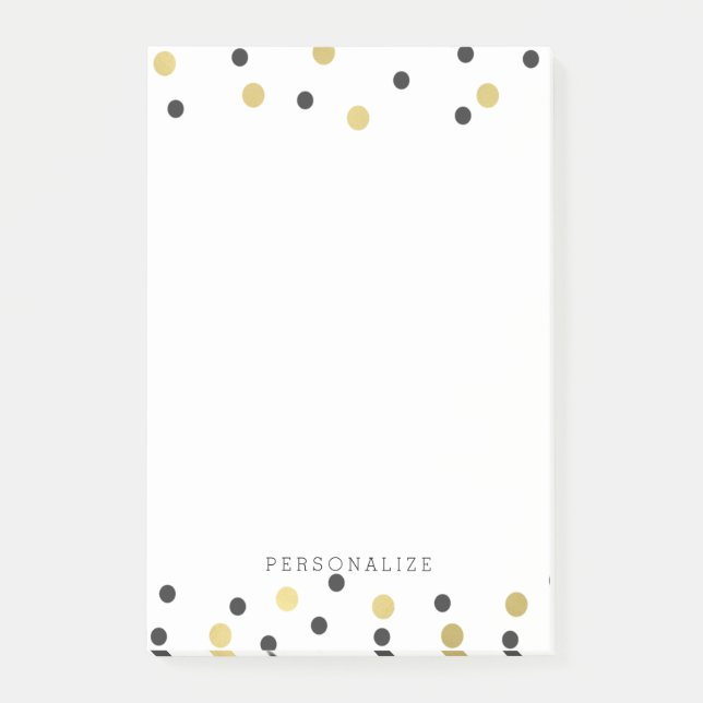 Bloco Post-it Confetes Dourados pretos (Frente)