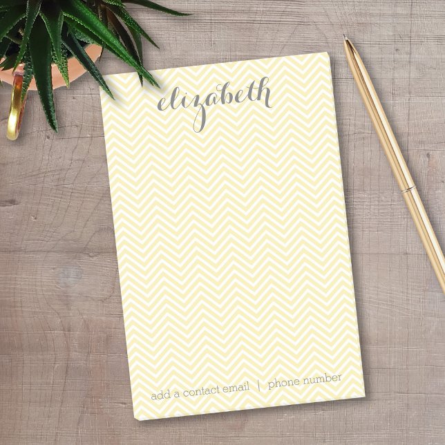 Bloco Post-it Conjunto de Papelaria Amarela e Cinza para Mulhere (Personalized Post-It Notes - Add your name and contact information)