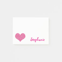 Bloco Post-it Coração cor-de-rosa bonito nome feminino