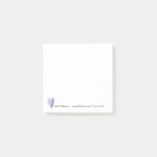 Bloco Post-it Coração de Aquarela Roxo Moderno, Personalizado