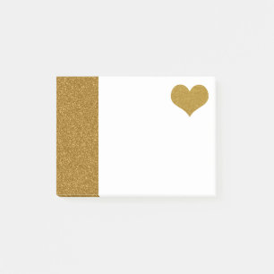 Bloco Post-it Coração Dourado do brilho do FALSO (plano