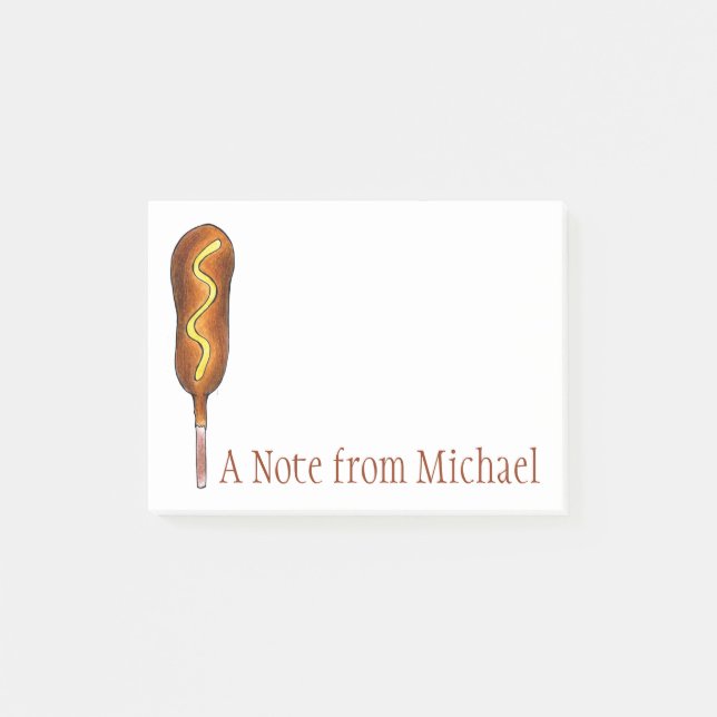 Bloco Post-it Corno Personalizado Corndog com Mostarda Postada (Frente)