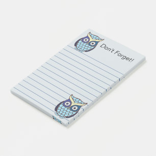 Bloco Post-it Coruja Azul Cuta Vinculada