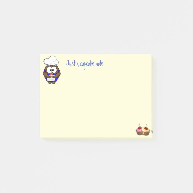 Bloco Post-it Coruja-chef cupcake (Frente)