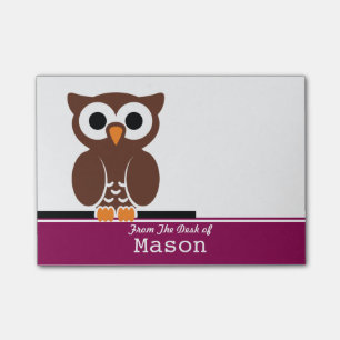 Bloco Post-it Coruja engraçada personalizada de Brown