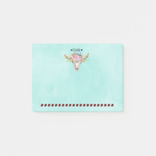 Bloco Post-it Crânio De Vaca Do Texas Boho Com Flores Trendência