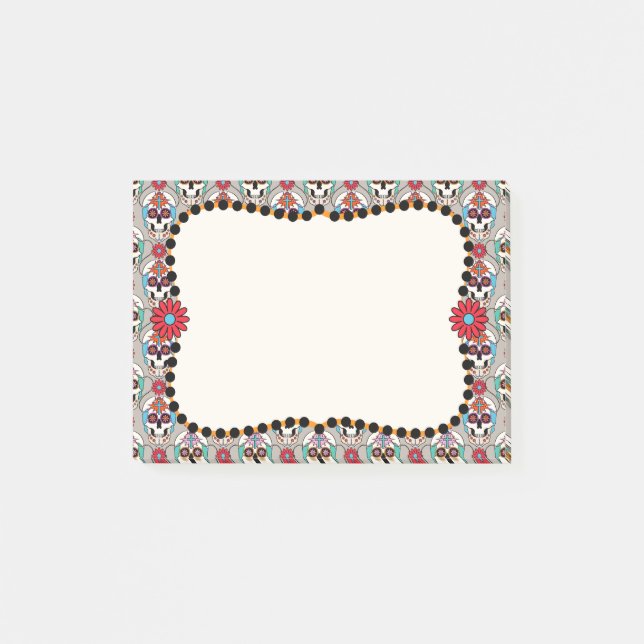 Bloco Post-it Crânios de Açúcar Gráfico (Frente)