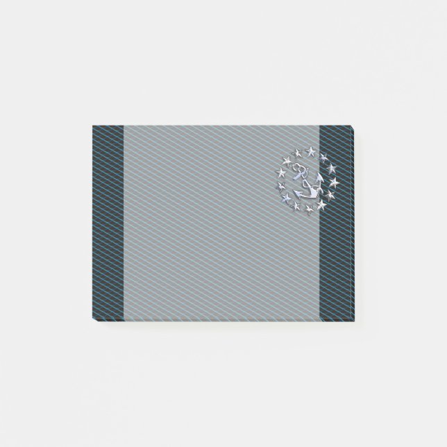 Bloco Post-it Cromo Azul Como Iate Flag Grille Automotive (Frente)