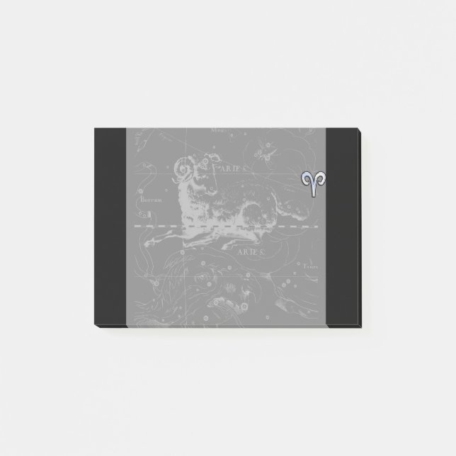 Bloco Post-it Cromo como Aries Símbolo Zodíaco em Hevélio (Frente)