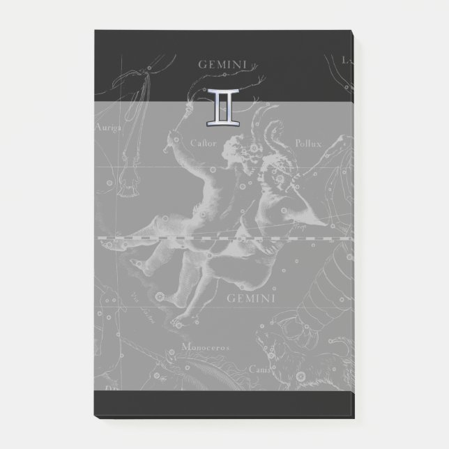 Bloco Post-it Cromo como Gemini Símbolo Zodíaco em Hevélio (Frente)