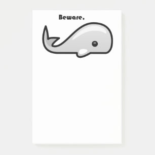 Bloco Post-it Cuidado com o desenho da baleia branca