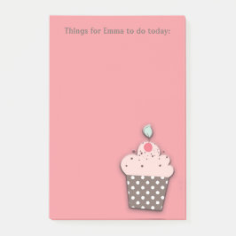 Bloco Post-it Cupcake Castanho Rosa Personalizado Para Fazer Lis
