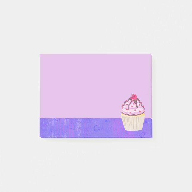 Bloco Post-it Cupcake doce com framboesa no topo (Frente)