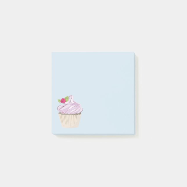 Bloco Post-it Cupcake rosa delicioso Berry no topo (Frente)