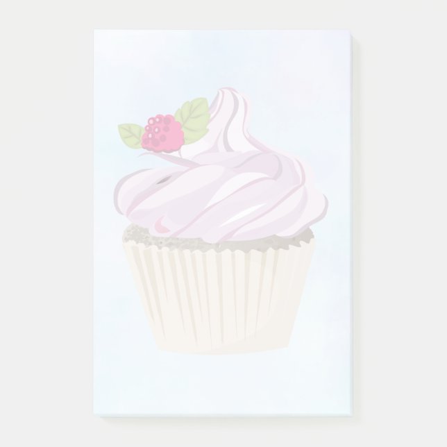 Bloco Post-it Cupcake rosa delicioso Berry no topo (Frente)