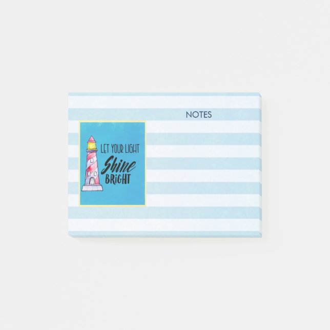 Bloco Post-it Deixe sua tipografia brilhante do farol brilhante  (Frente)