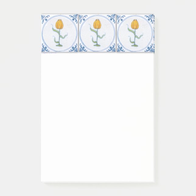 Bloco Post-it Delft Blue Yellow Tulip Azulejo Art Sticks (Frente)