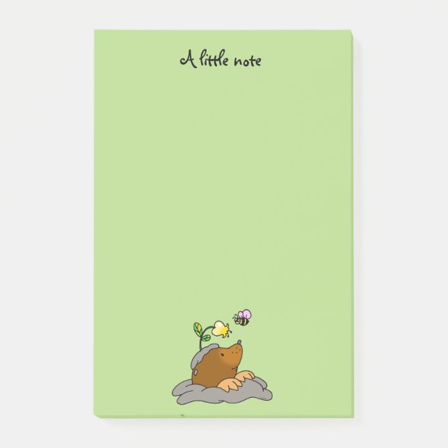 Bloco Post-it desenhos animados bonitos da toupeira com uma (Frente)