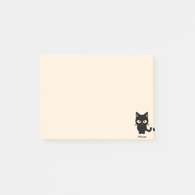 Bloco Post-it Desenhos animados bonitos do meow do gato preto (Frente)