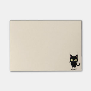 Bloco Post-it Desenhos animados bonitos do meow do gato preto