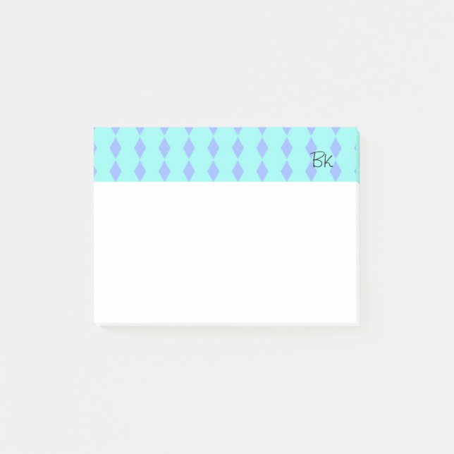 Bloco Post-it Diamantes roxos com Iniciais (Frente)