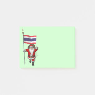 Bloco Post-it Doce Papai Noel Com Bandeira Da Tailândia