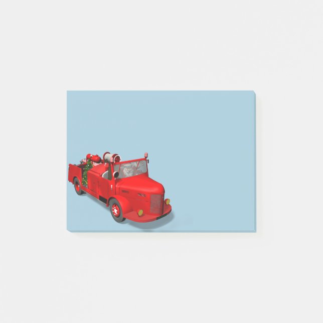 Bloco Post-it Doce Papai Noel No Motor De Fogo (Frente)