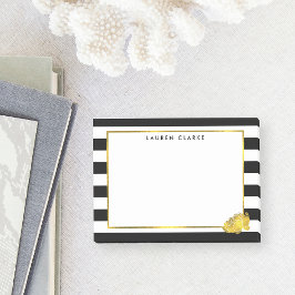 Bloco Post-it Dourada de Stripe Negra e Faux