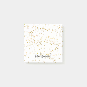 Bloco Post-it Dourada Glam Confetti Bridesmaid