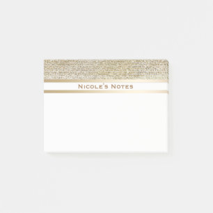 Bloco Post-it Dourado Branco Brilho Glam Moderno Personalizado