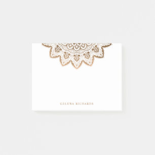 Bloco Post-it Dourado Medalhão Shimmer Elegante Mandala Horizont