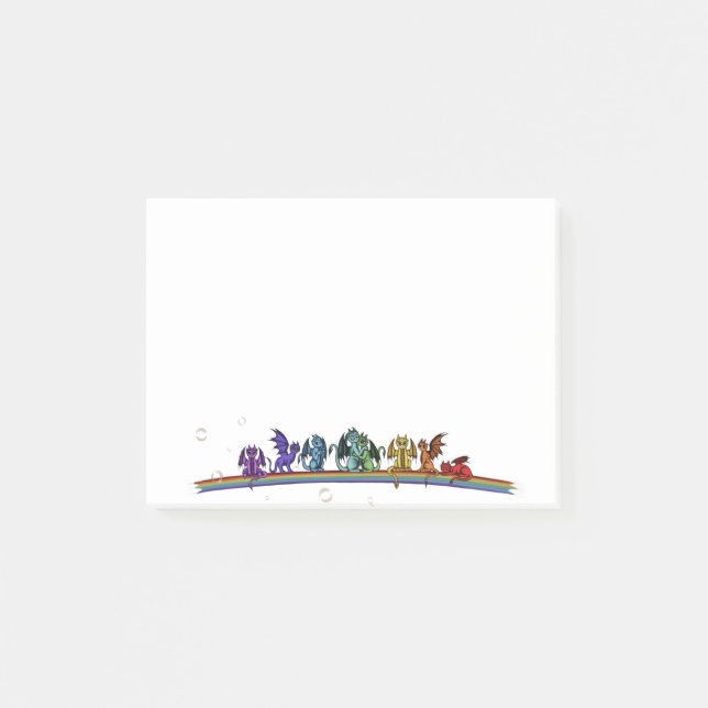 Bloco Post-it Dragões do arco-íris (Frente)