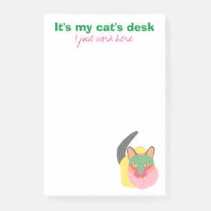 Bloco Post-it É a mesa do meu gato - eu apenas trabalho aqui