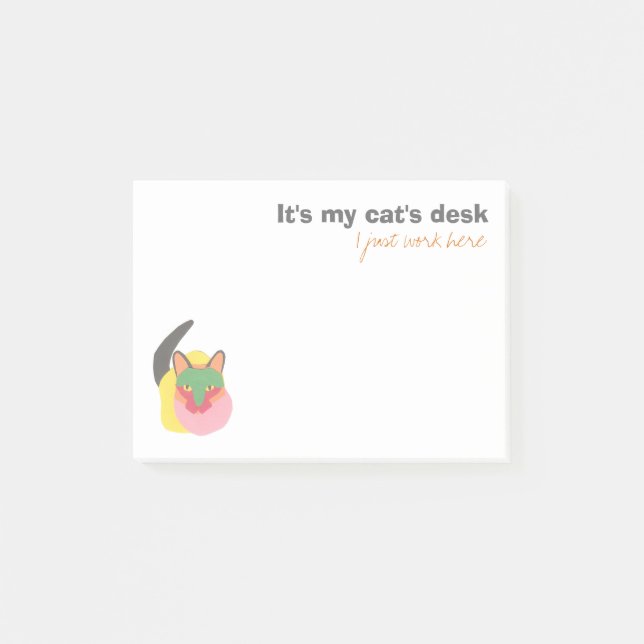 Bloco Post-it É a mesa do meu gato - Eu só trabalho aqui (Frente)