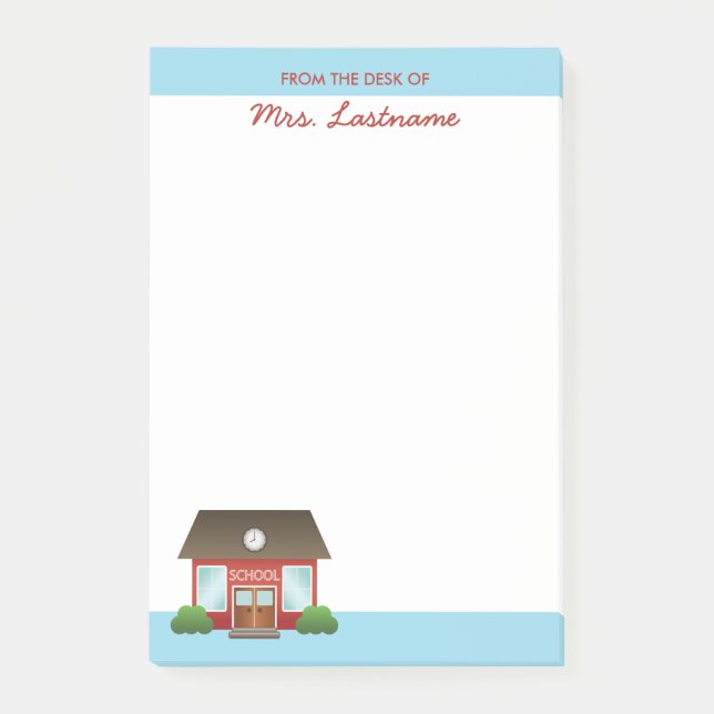 Bloco Post-it Edifício Da Escola Vermelha Cuja Personalidade Se  (Frente)